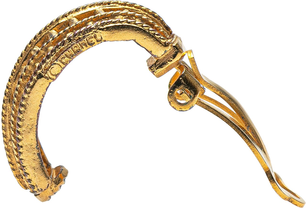 Chanel Gold Plated Hoop Clip on Earrings Goud