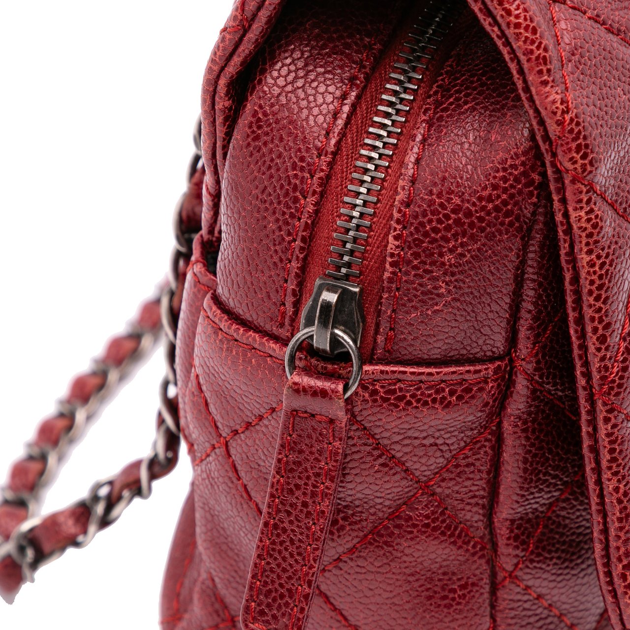Chanel Medium Quilted Caviar Easy Flap Rood
