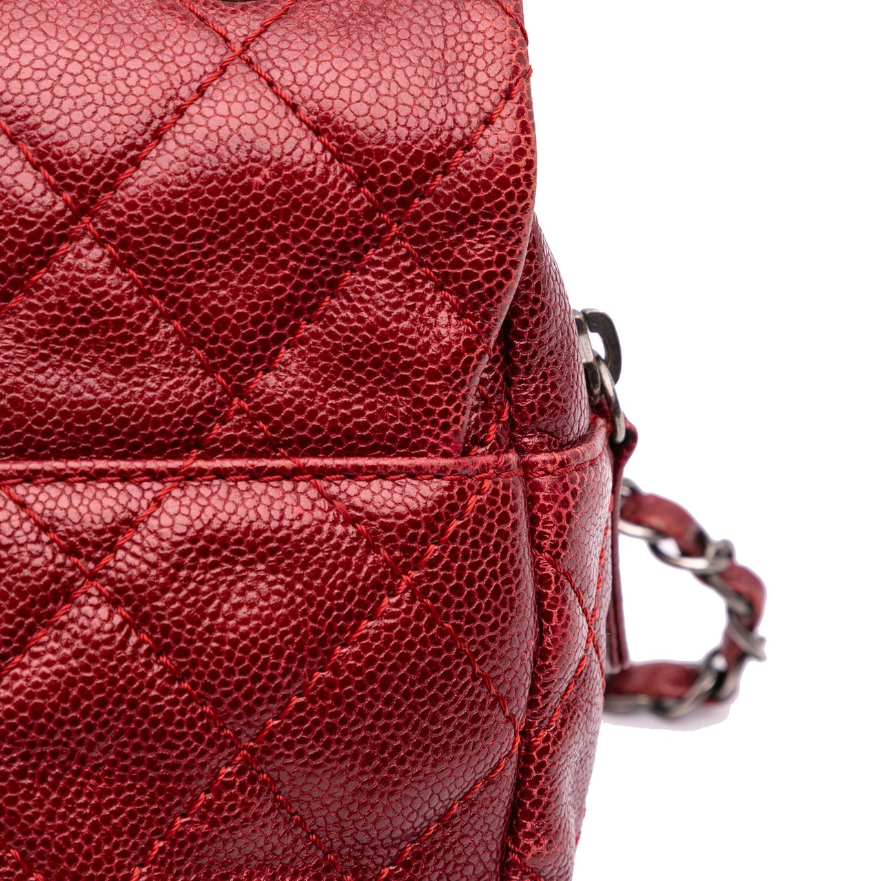 Chanel Medium Quilted Caviar Easy Flap Rood