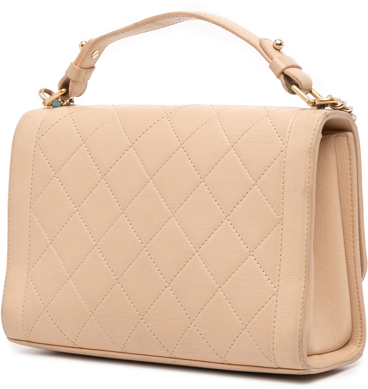 Chanel Medium Quilted Calfskin Label Click Flap Bruin