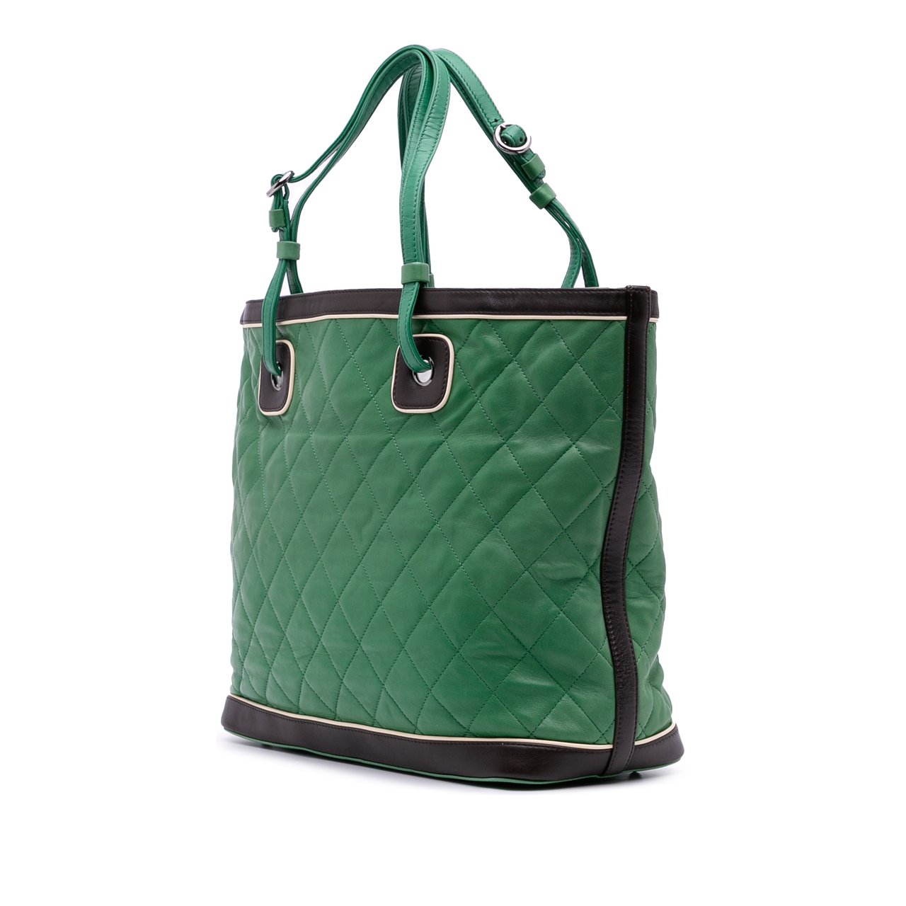 Chanel Large Quilted Lambskin Country Club Tote Groen