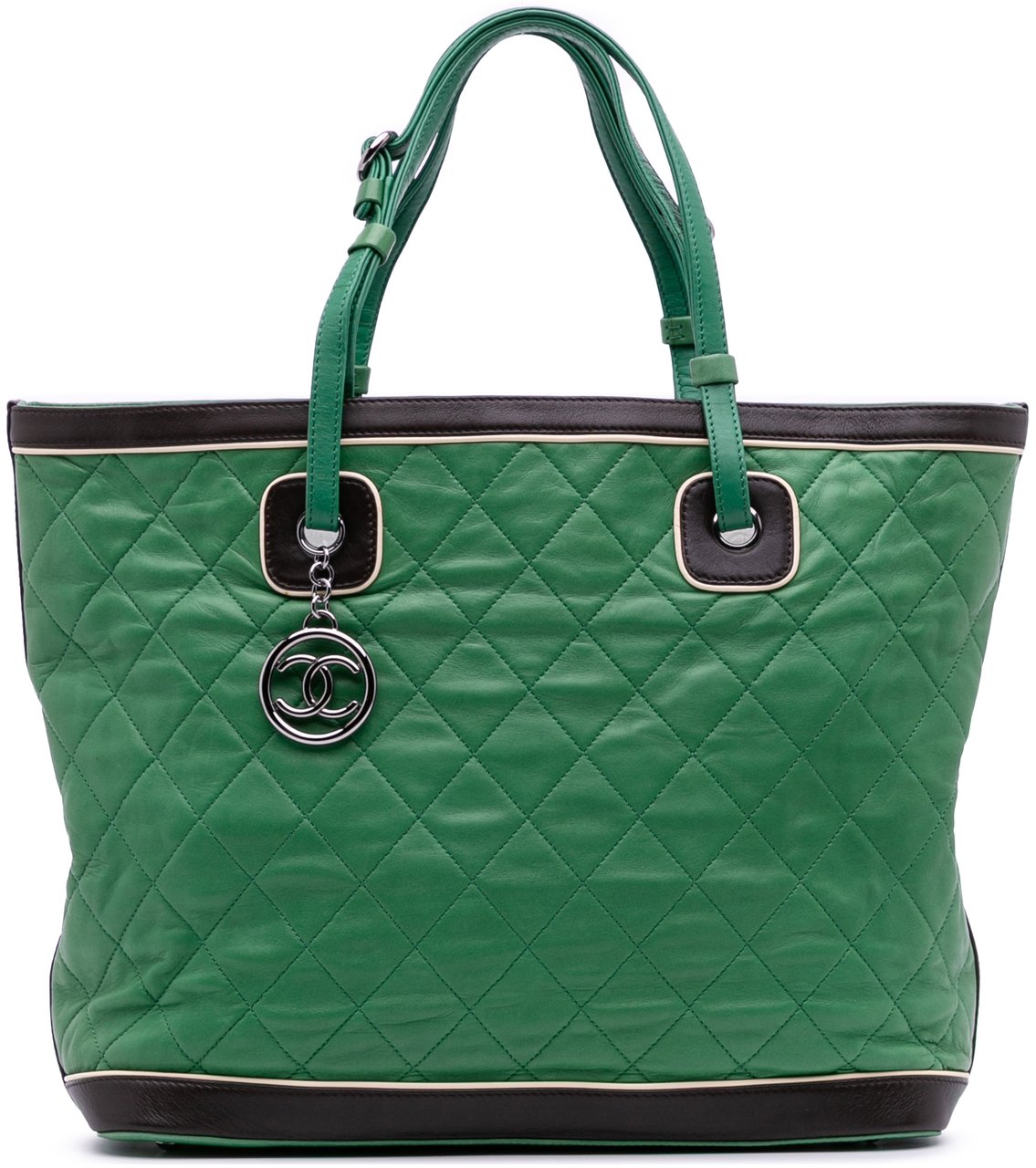 Chanel Large Quilted Lambskin Country Club Tote Groen