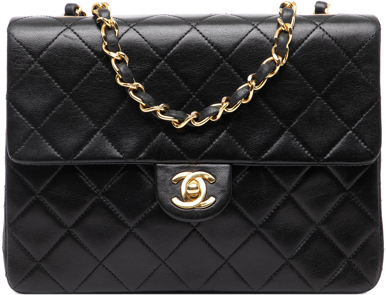 Chanel Square Quilted Lambskin Single Flap Zwart