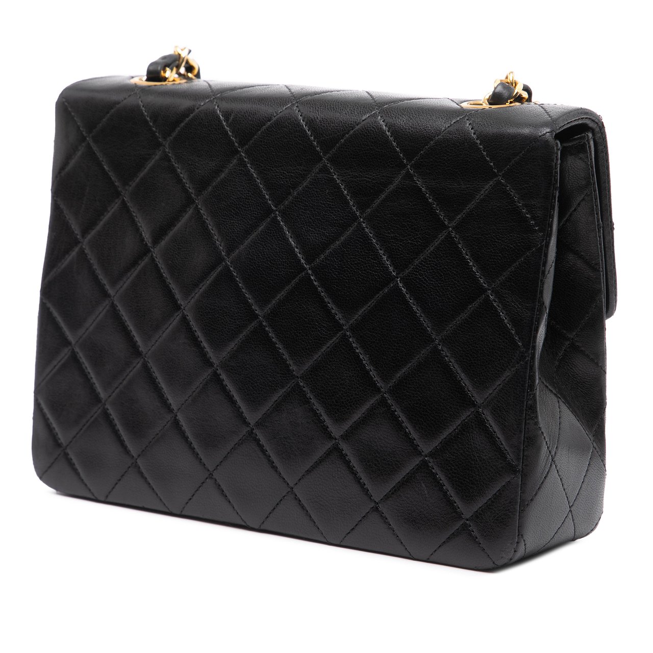 Chanel Square Quilted Lambskin Single Flap Zwart