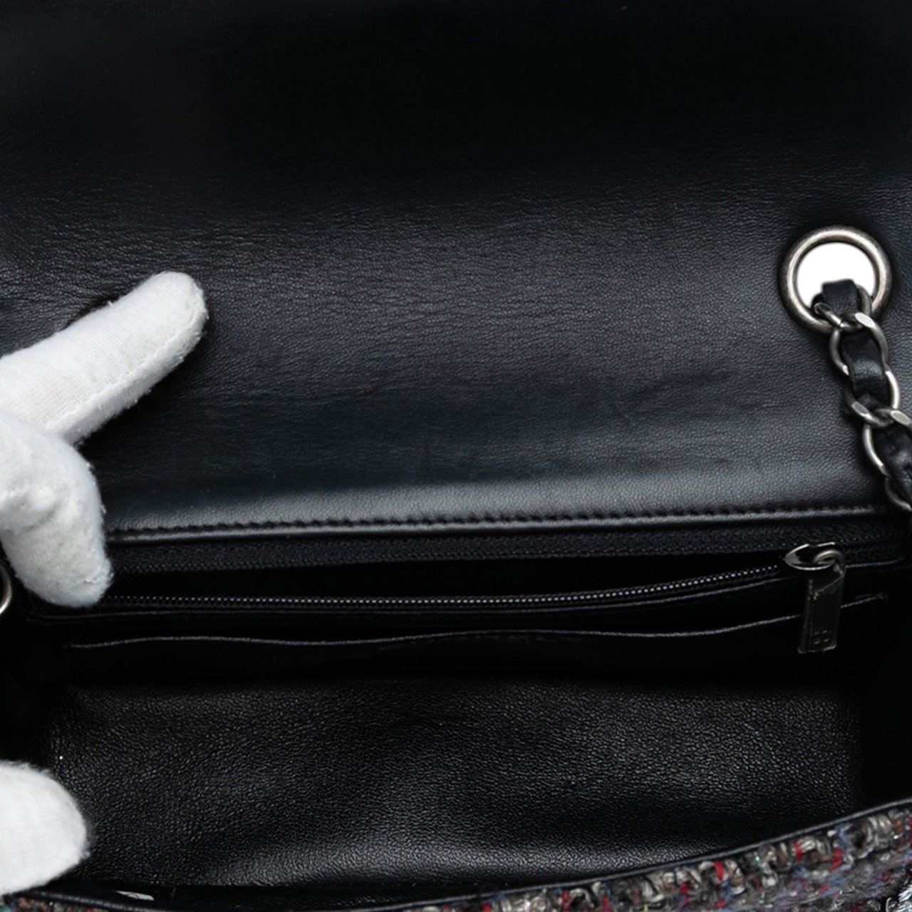 Chanel Mini Rectangular Classic Tweed Braided Single Flap Zwart