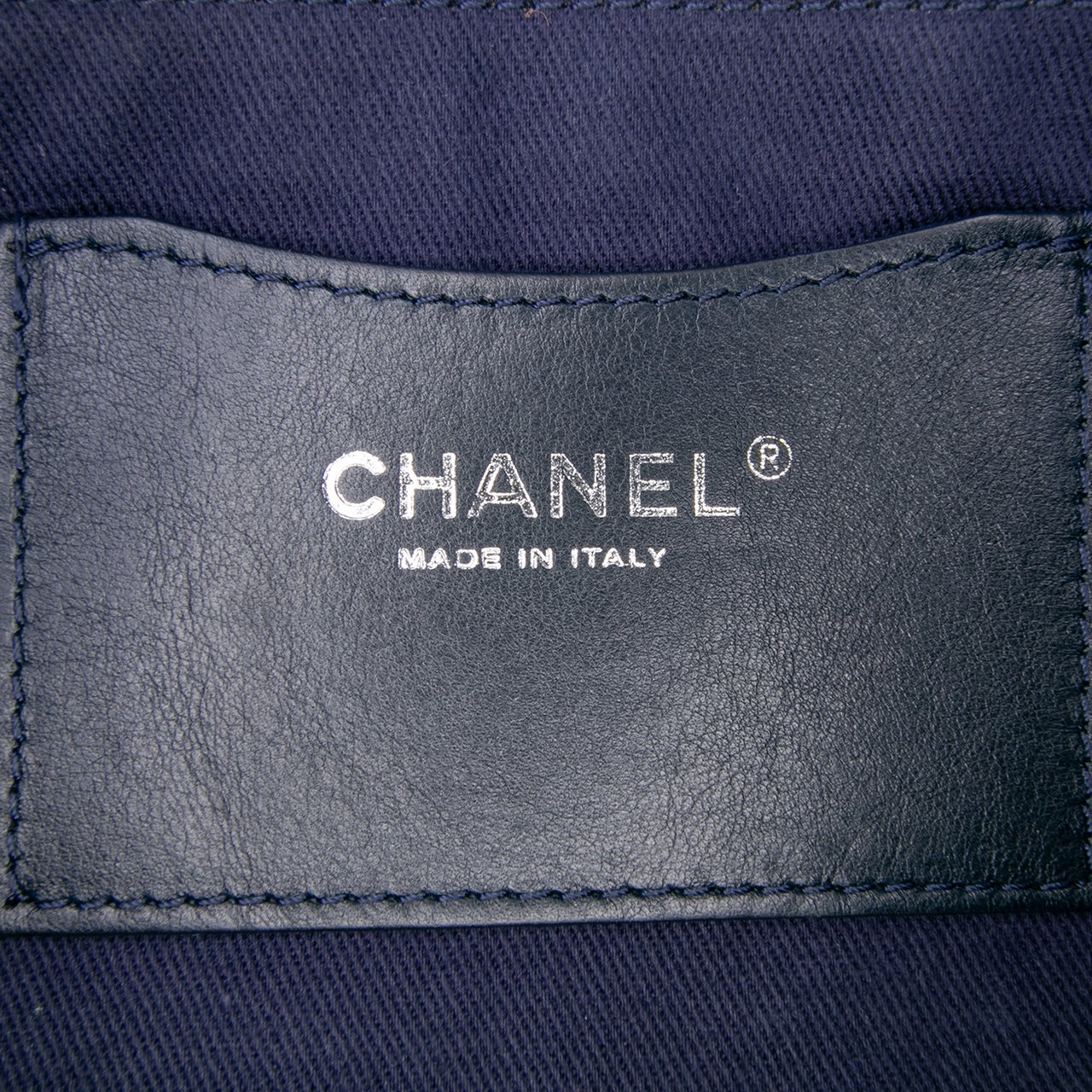 Chanel Large Embroidered Denim Camellia Flap Blauw