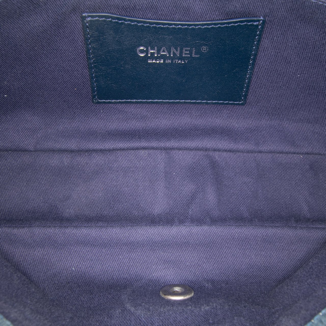 Chanel Large Embroidered Denim Camellia Flap Blauw