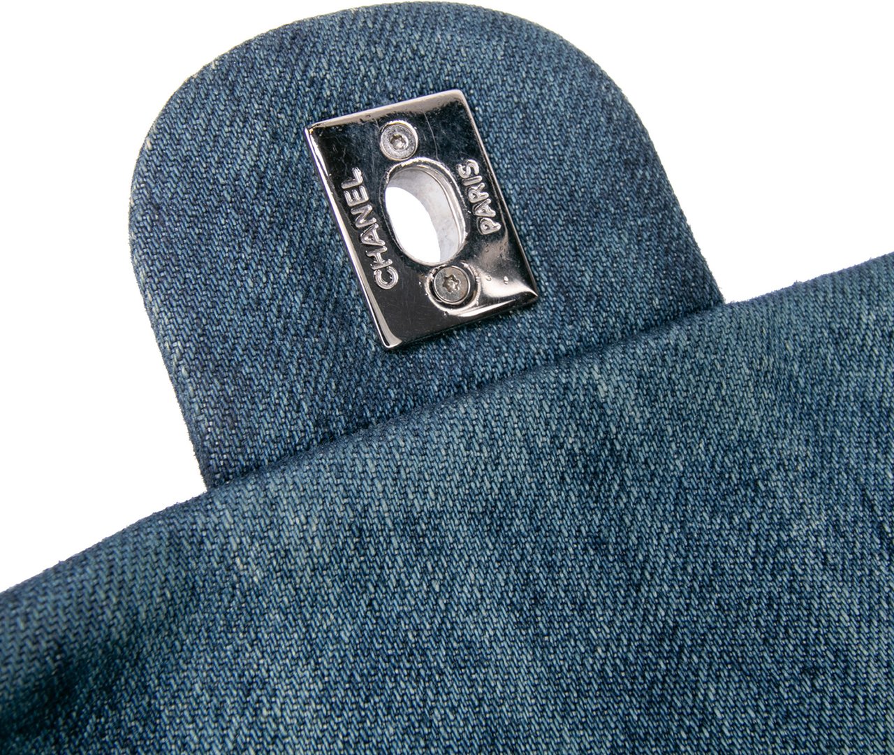 Chanel Large Embroidered Denim Camellia Flap Blauw