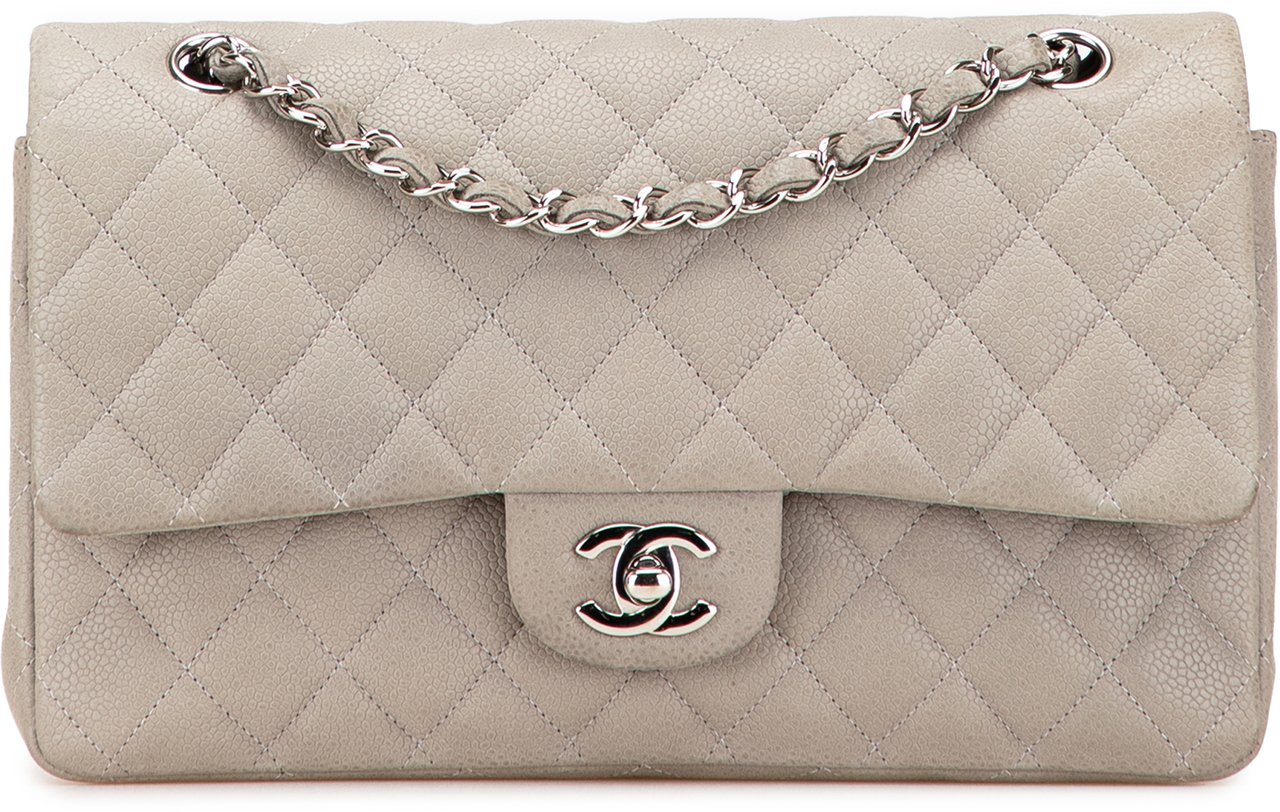 Chanel Medium Classic Caviar Double Flap Grijs