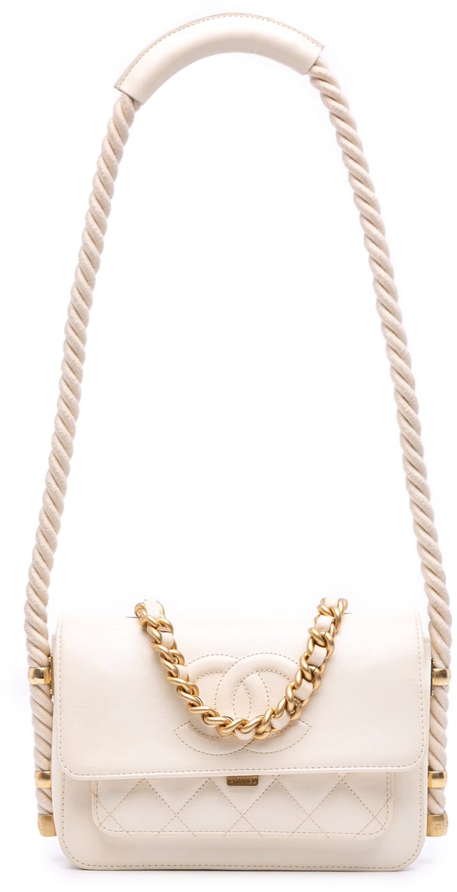 Chanel Crumpled Calfskin En Vogue Rope Flap Wit