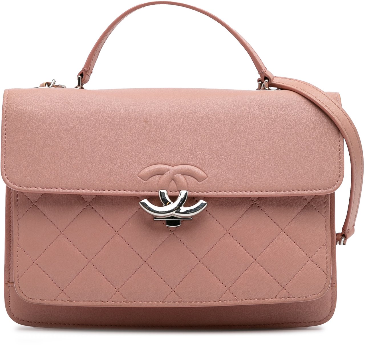 Chanel Large Quilted Goatskin CC Box Flap Roze
