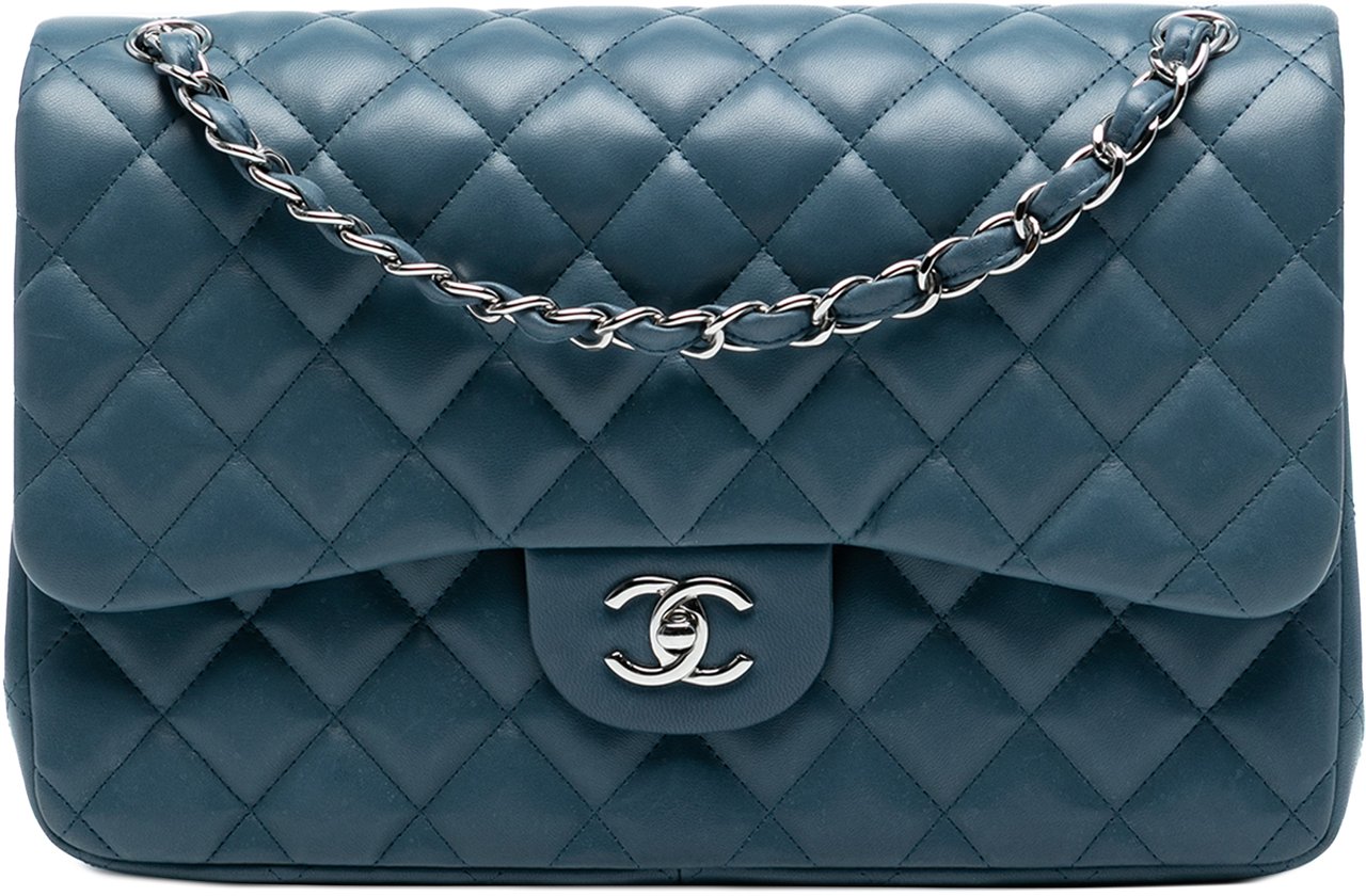 Chanel Jumbo Classic Lambskin Double Flap Blauw