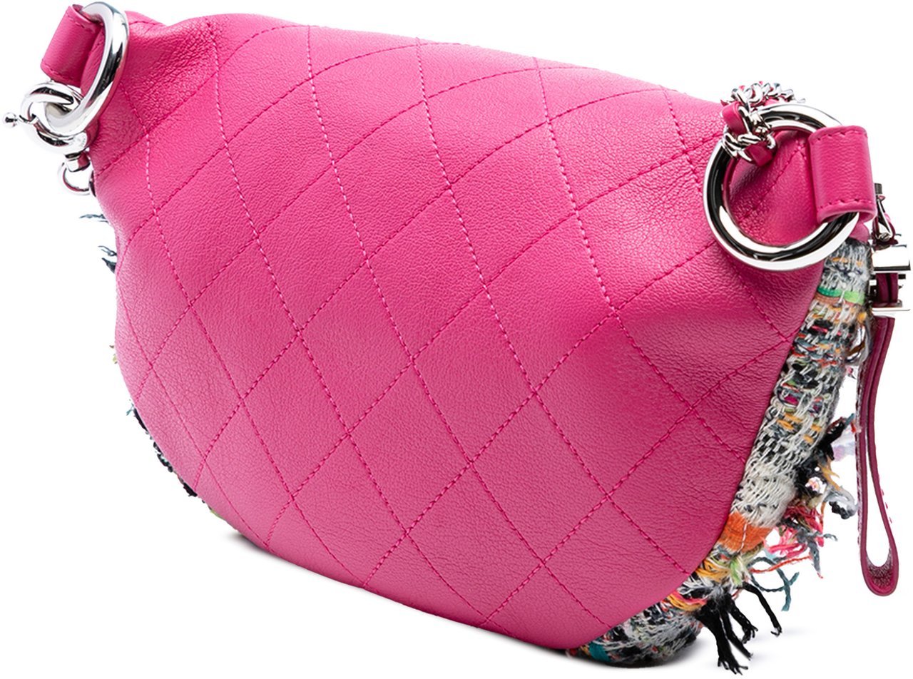 Chanel Tweed and Stitched Calfskin Gabrielle Waist Bag Roze