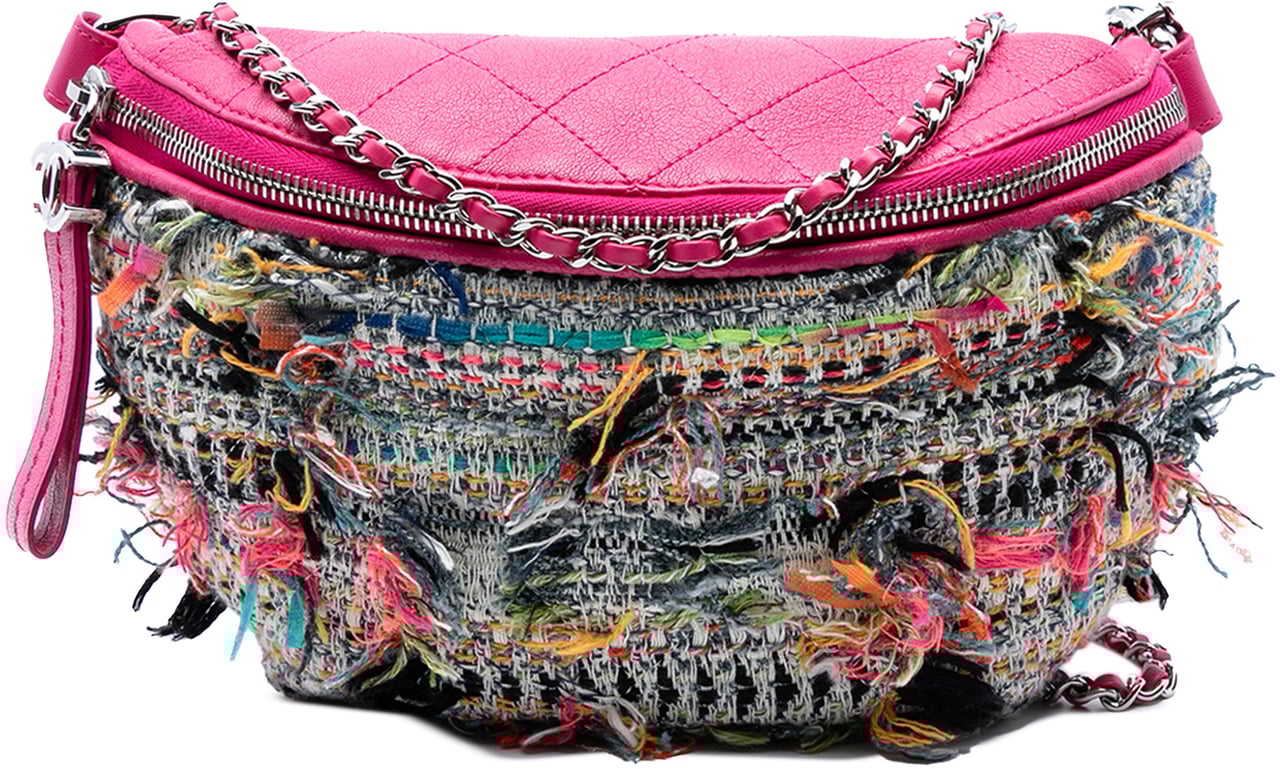 Chanel Tweed and Stitched Calfskin Gabrielle Waist Bag Roze