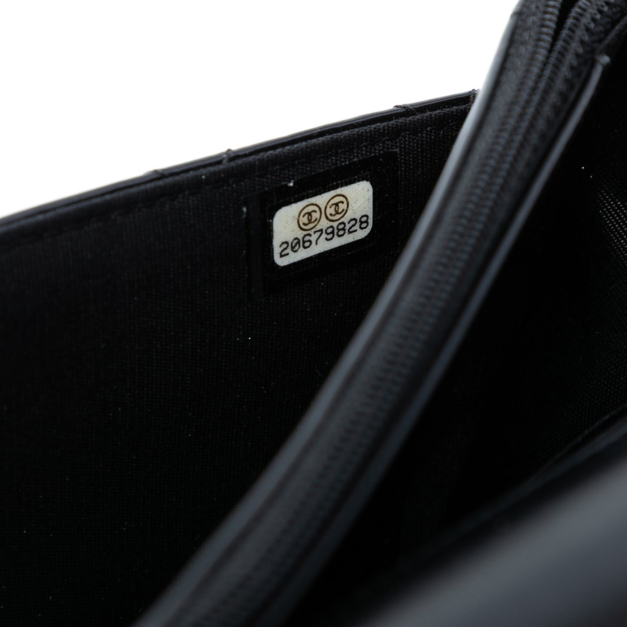 Chanel Quilted Patent Boy Wallet on Chain Zwart