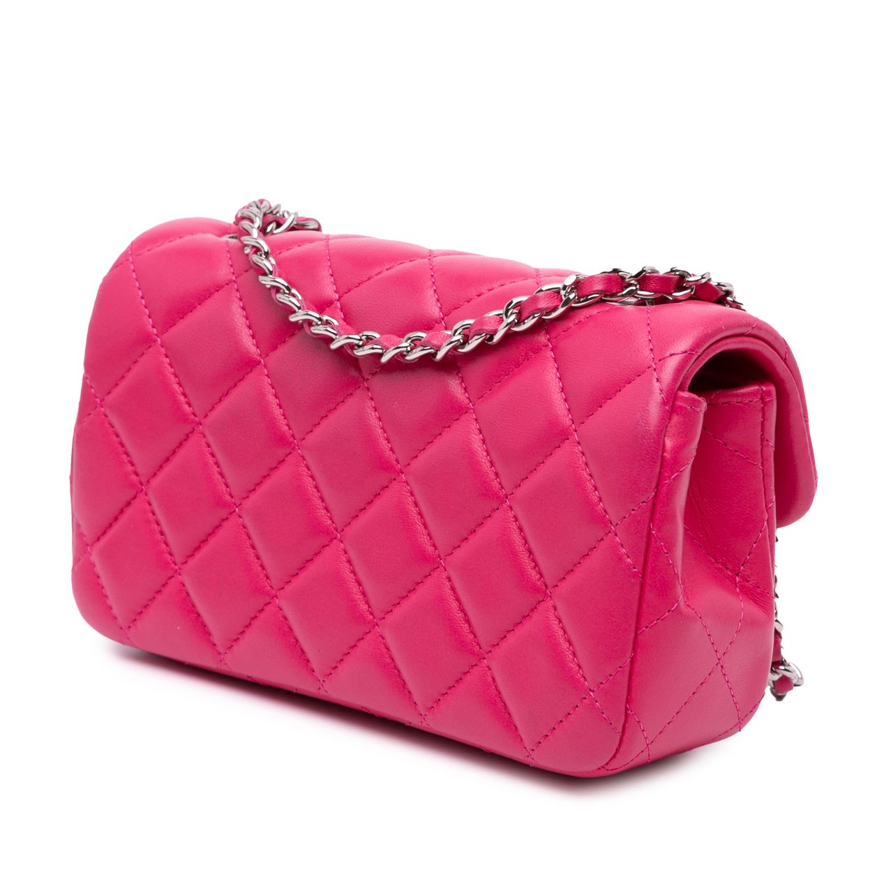 Chanel Extra Mini Rectangular Classic Lambskin Single Flap Roze