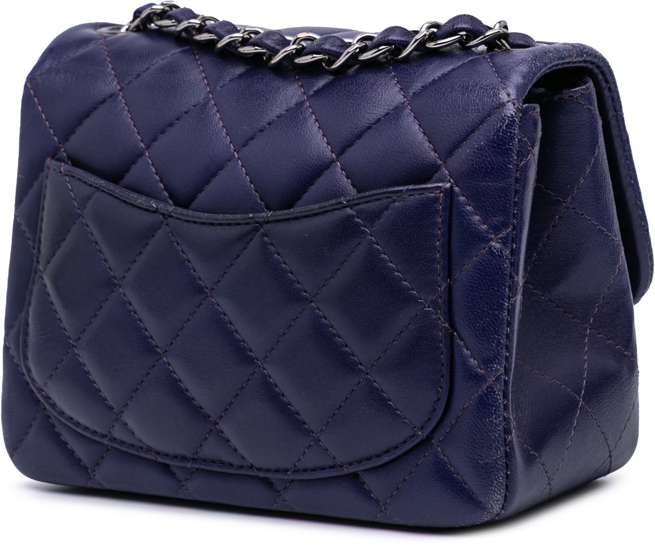 Chanel Mini Square Classic Lambskin Single Flap Blauw