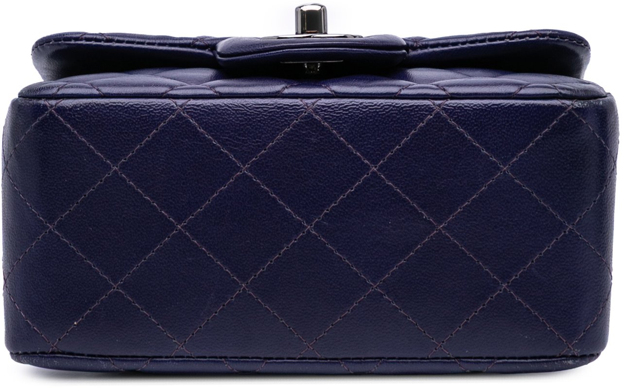 Chanel Mini Square Classic Lambskin Single Flap Blauw