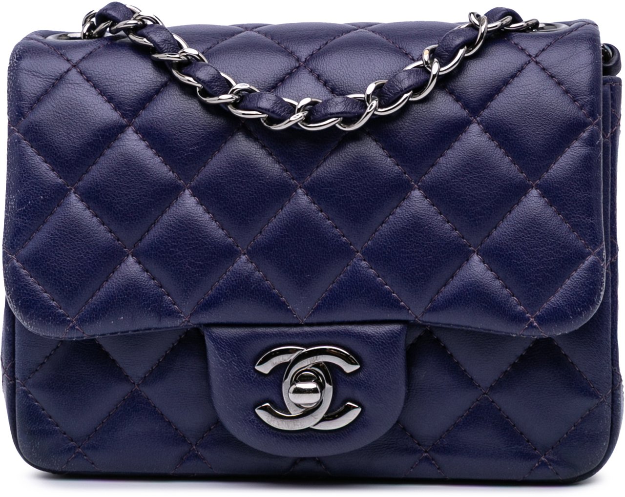 Chanel Mini Square Classic Lambskin Single Flap Blauw