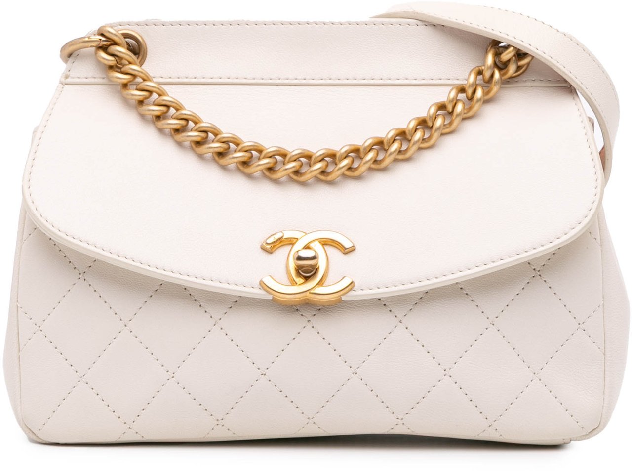 Chanel Quilted Lambskin Curved Flap Wit