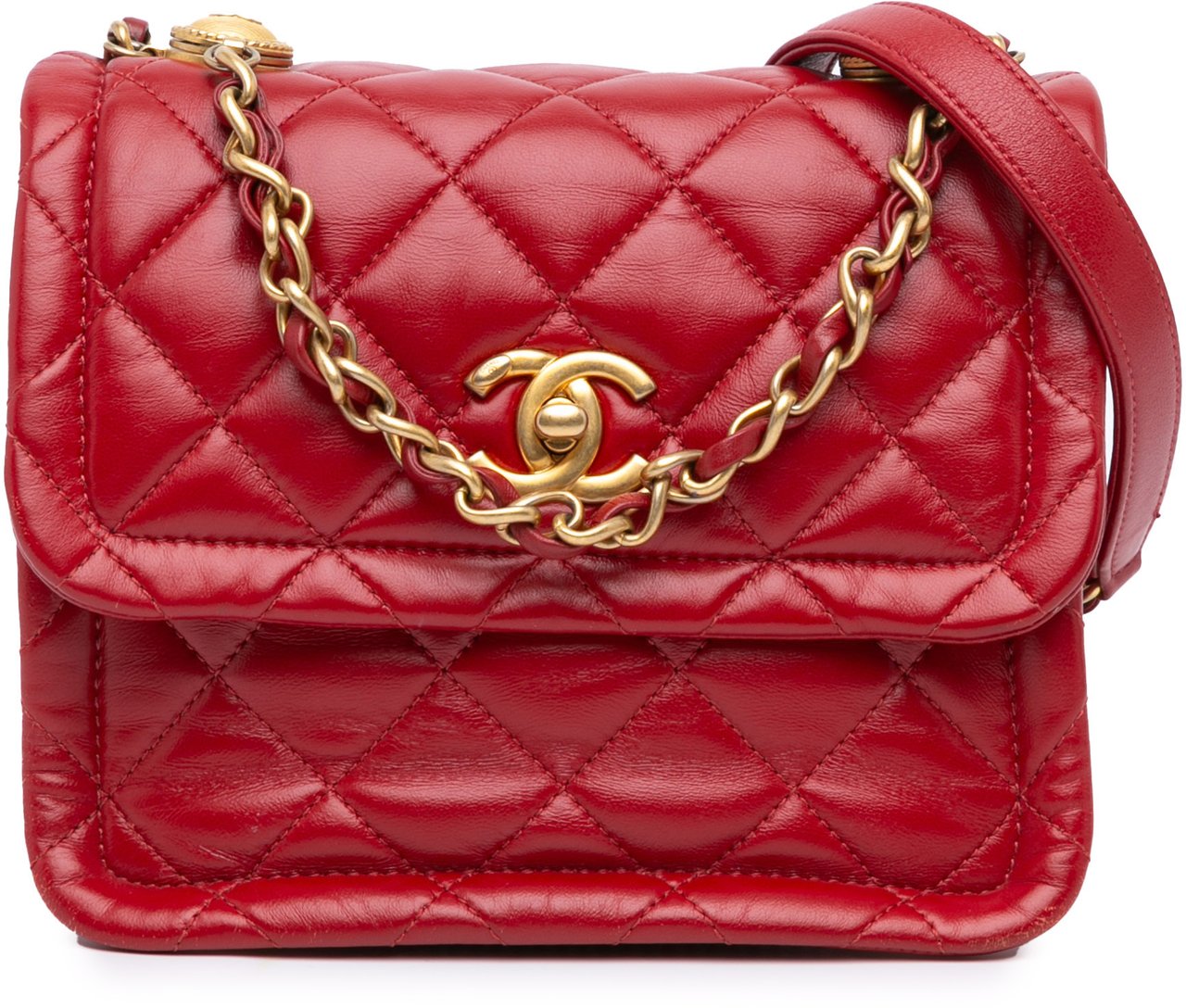Chanel Mini Quilted Lambskin Soft Square Flap Rood