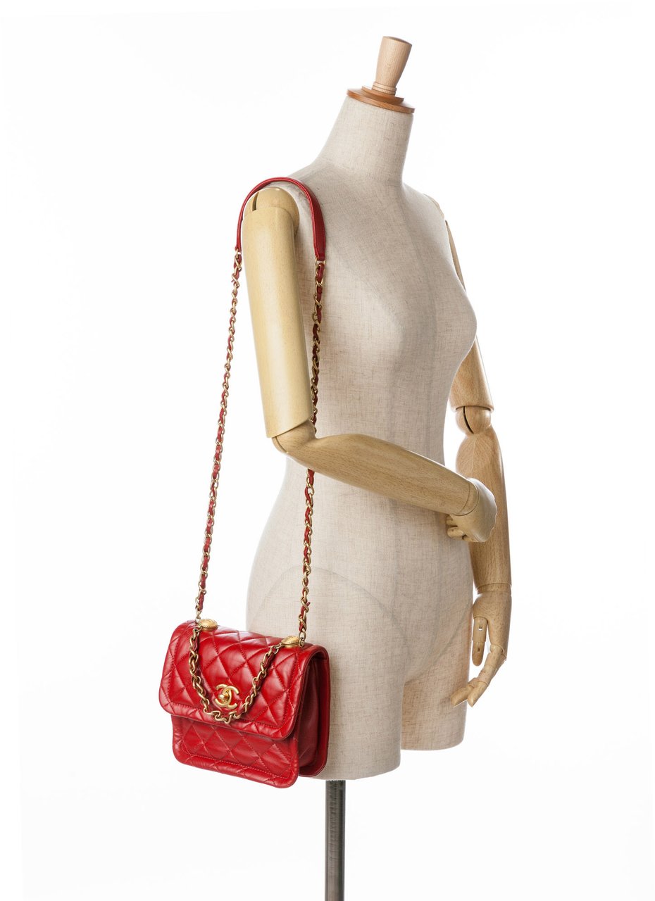 Chanel Mini Quilted Lambskin Soft Square Flap Rood