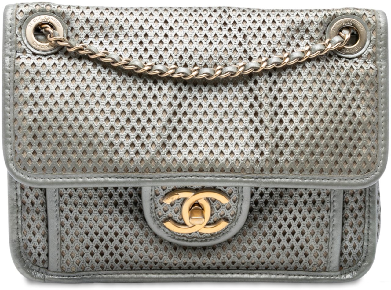 Chanel Small Perforated Calfskin Up In The Air Flap Zilver