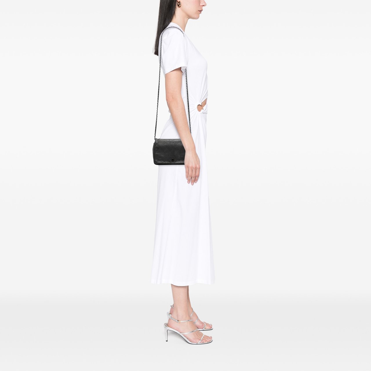 Chanel CC Quilted Iridescent Calfskin Single Flap Grijs