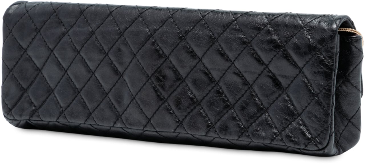 Chanel Reissue 2.55 Quilted Glazed Calfskin East West Single Flap Zwart