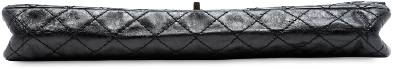 Chanel Reissue 2.55 Quilted Glazed Calfskin East West Single Flap Zwart
