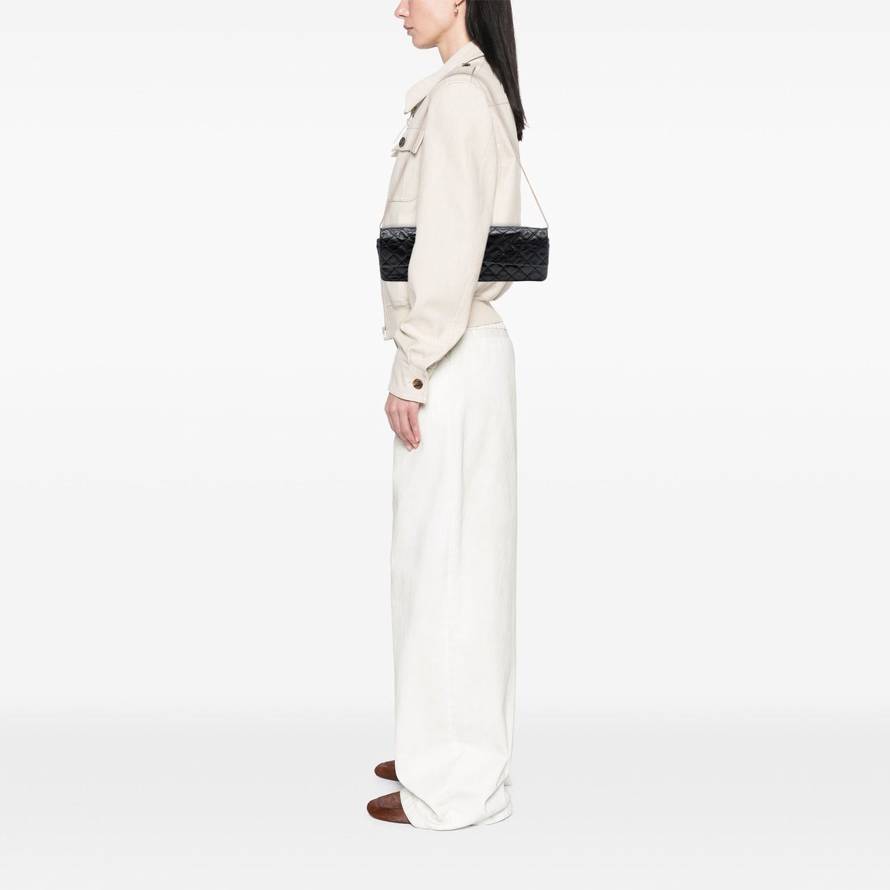 Chanel Reissue 2.55 Quilted Glazed Calfskin East West Single Flap Zwart