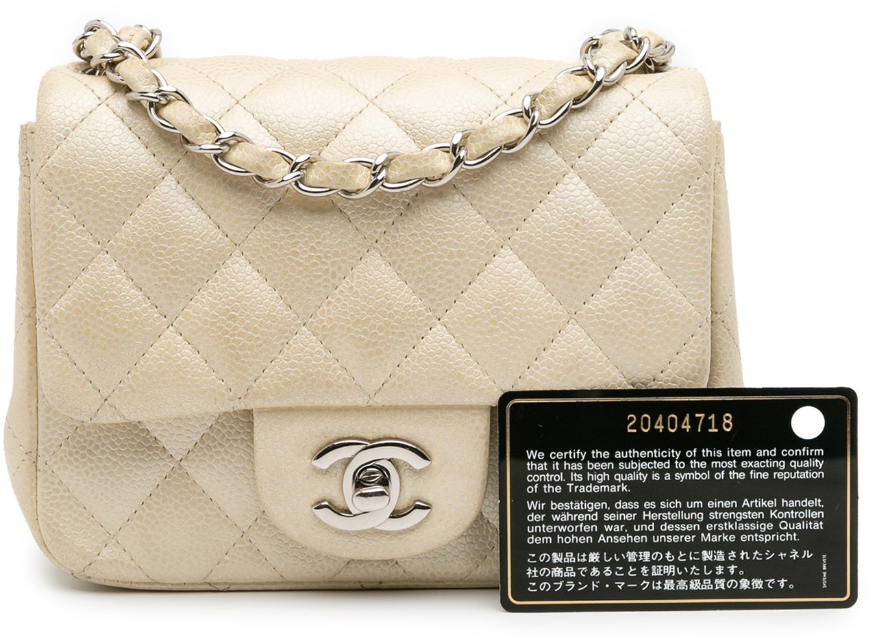 Chanel Mini Square Classic Caviar Single Flap Goud