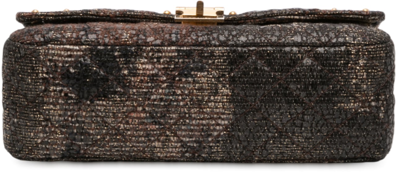 Chanel Paris Shanghai 2.55 Icons Lacquered Tweed Double Flap 225 Zwart