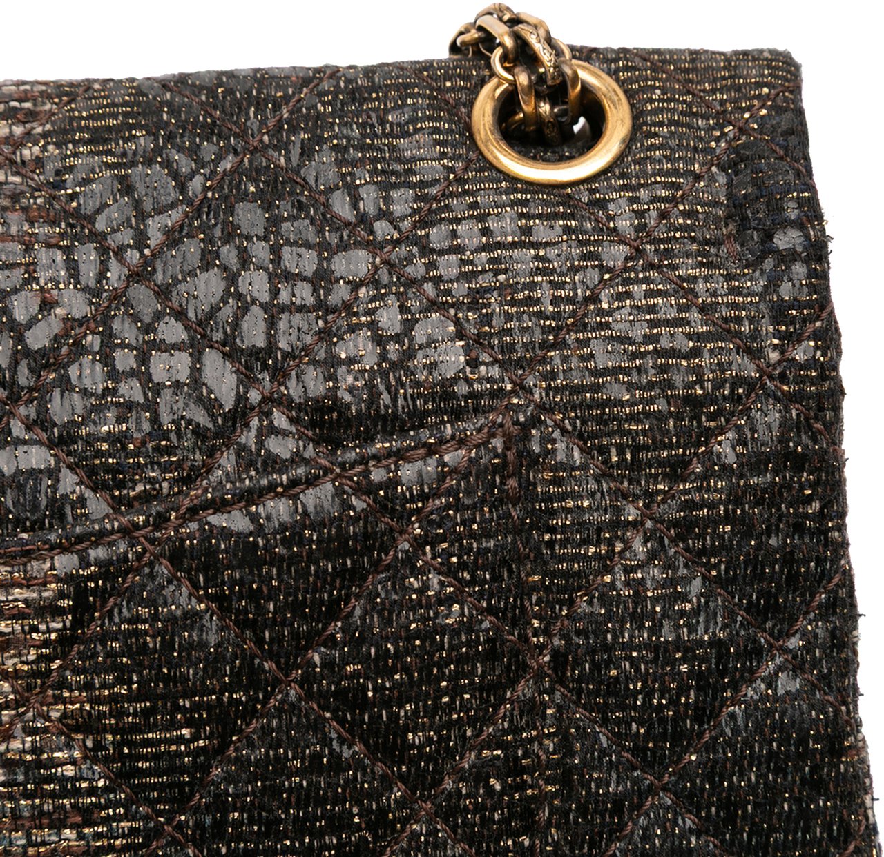 Chanel Paris Shanghai 2.55 Icons Lacquered Tweed Double Flap 225 Zwart