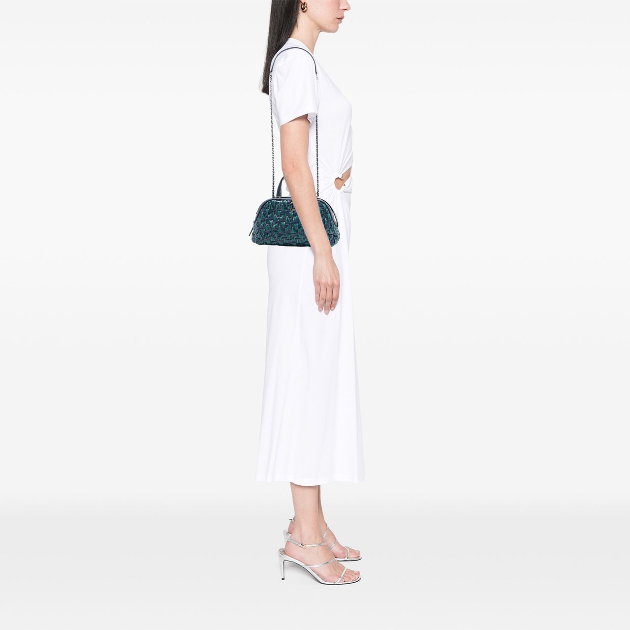 Chanel CC Woven Calfskin Bowling Bag Blauw