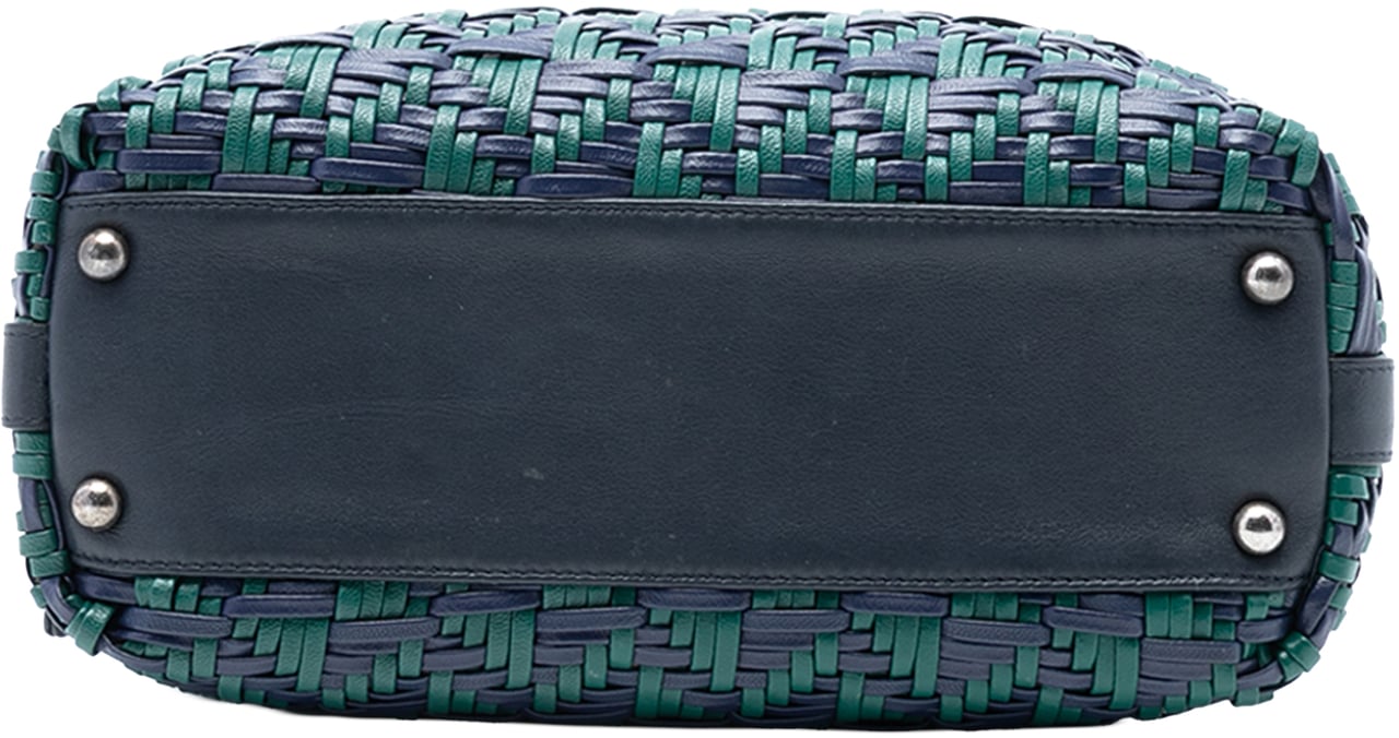 Chanel CC Woven Calfskin Bowling Bag Blauw