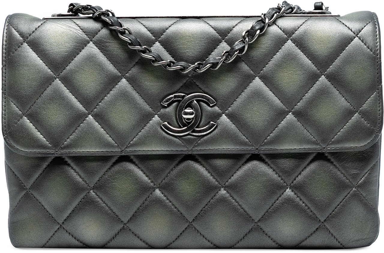 Chanel Quilted Metallic Lambskin Trendy CC Flap Grijs
