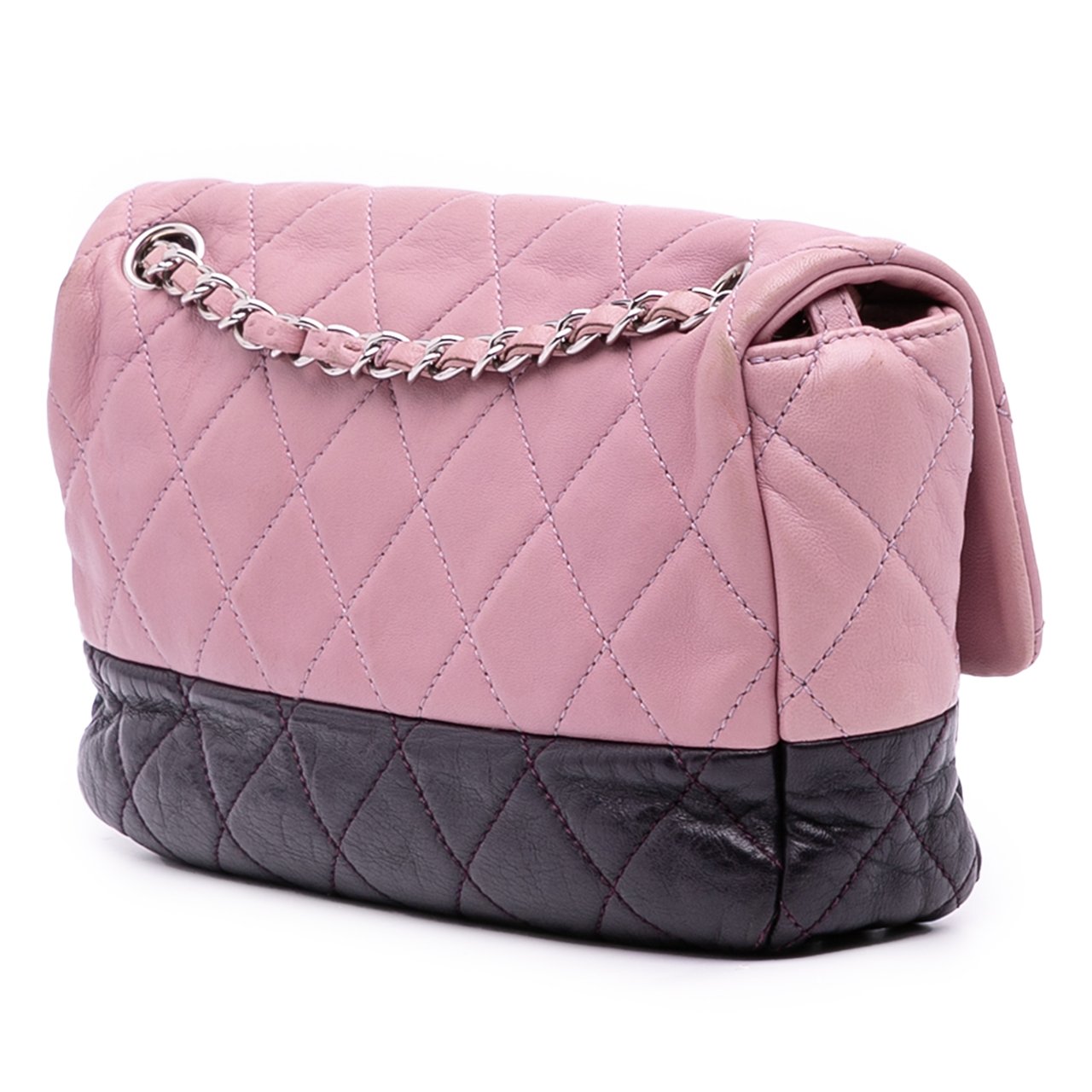 Chanel Medium Bicolor Lambskin and Calfskin CC Chain Flap Roze