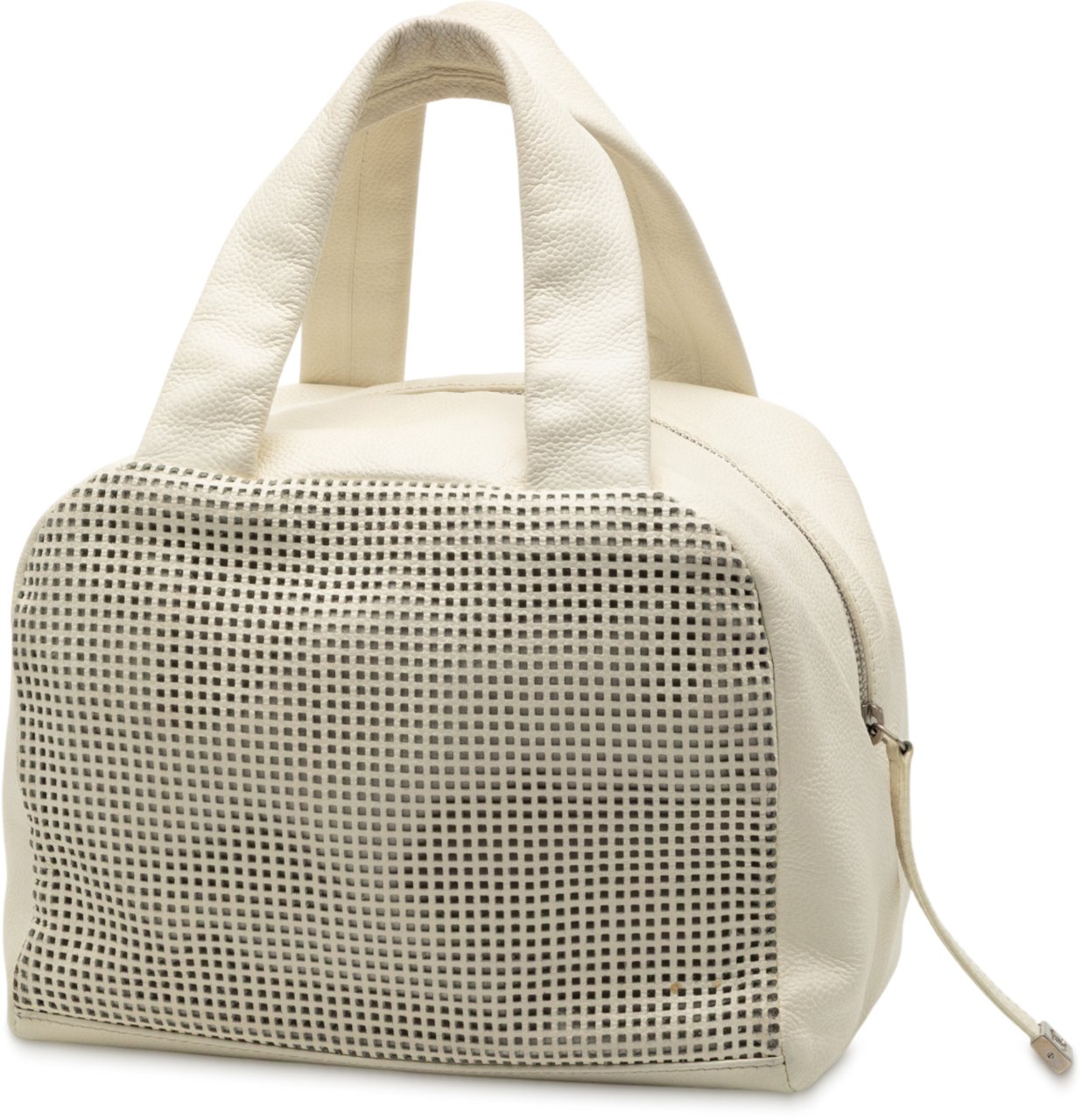 Chanel CC Perforated Caviar Bowler Bag Wit