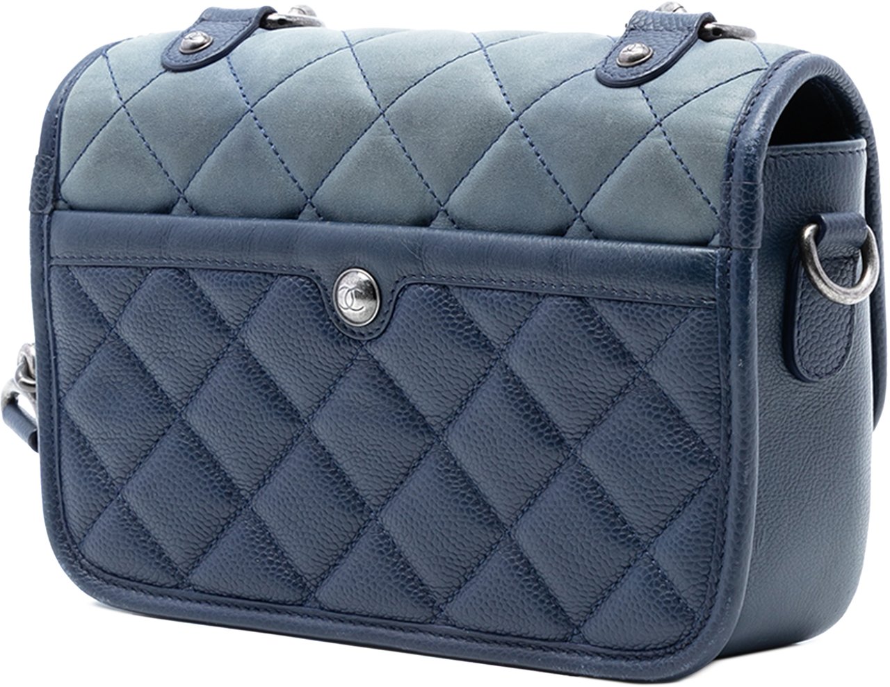 Chanel Small Quilted Iridescent Calfskin and Caviar Daily Carry Flap Blauw