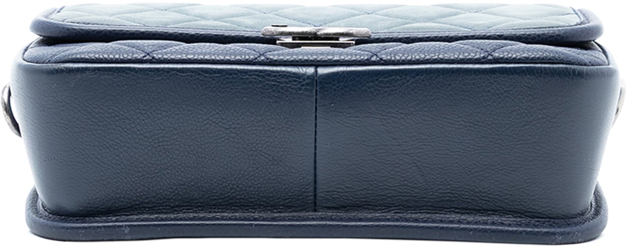 Chanel Small Quilted Iridescent Calfskin and Caviar Daily Carry Flap Blauw