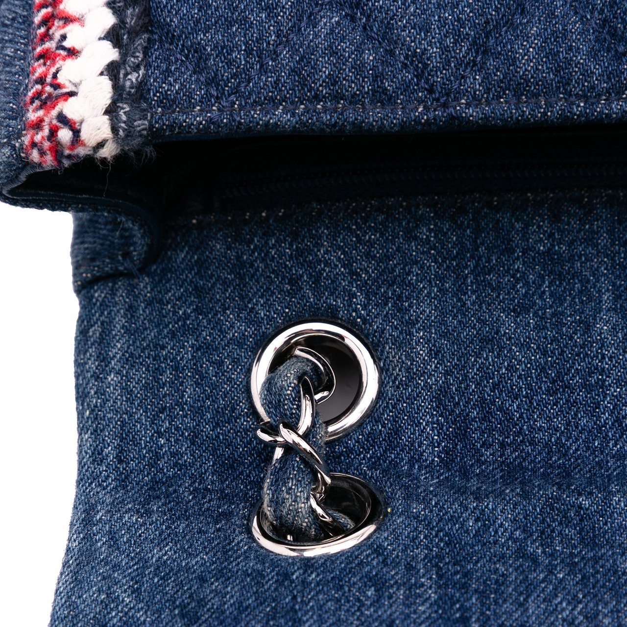 Chanel Quilted Denim Classic Single Flap Blauw