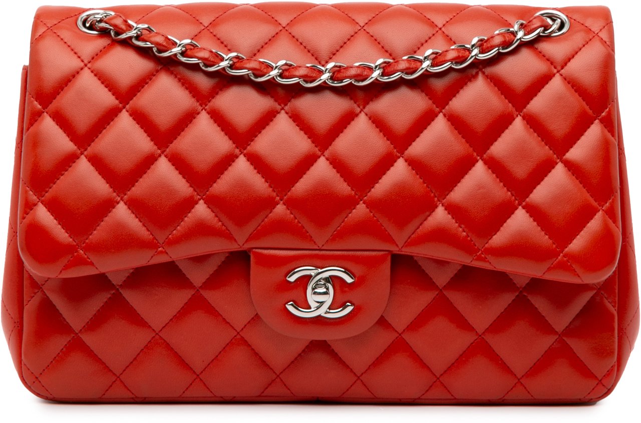 Chanel Jumbo Classic Lambskin Double Flap Oranje