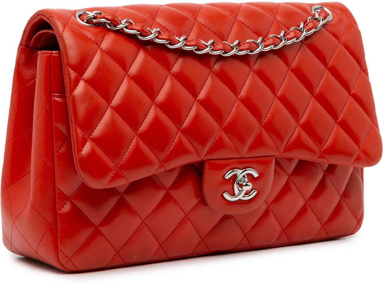 Chanel Jumbo Classic Lambskin Double Flap Oranje