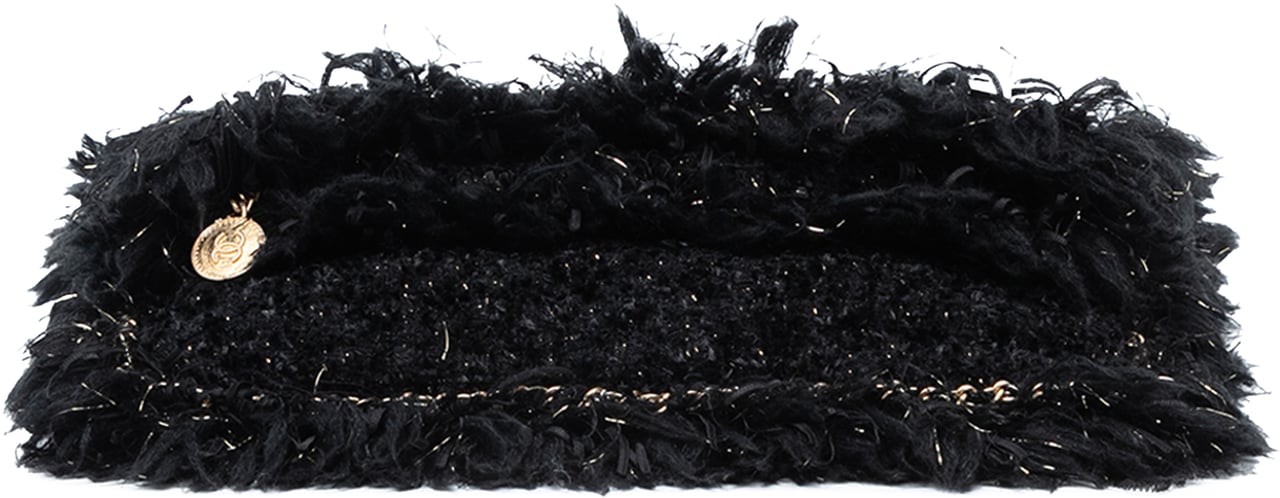 Chanel Paris Cosmopolite Tweed Fringe Clutch Zwart