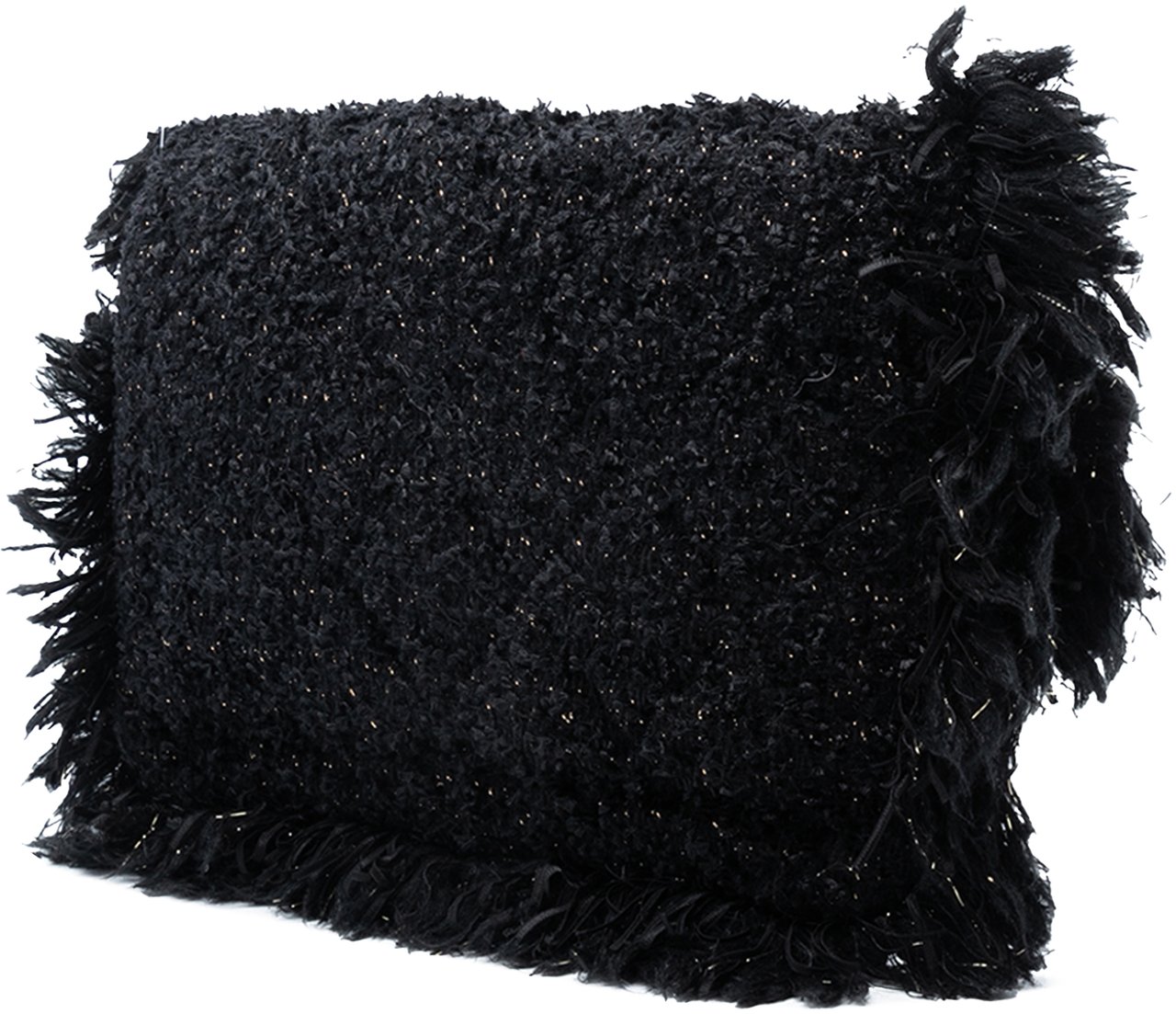 Chanel Paris Cosmopolite Tweed Fringe Clutch Zwart