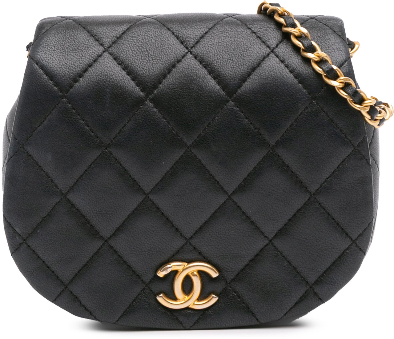 Chanel Mini Quilted Calfskin Coco Mail Clutch with Chain Zwart