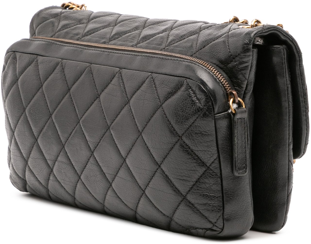Chanel Quilted Calfskin CC Crown Flap Zwart