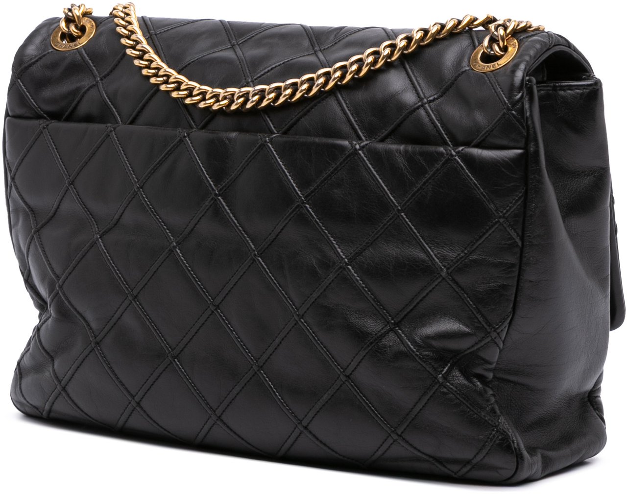 Chanel Large Reissue 2.55 Diamond Debossed Calfskin Cosmos Flap Zwart