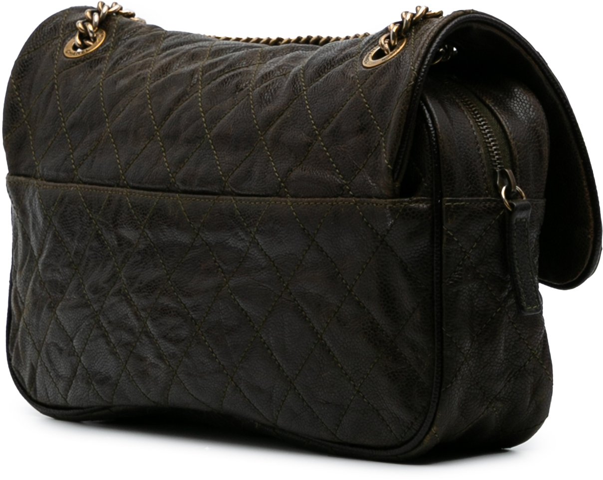 Chanel Large Quilted Glazed Caviar Shiva Flap Bruin